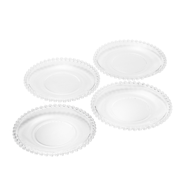 Conjunto 04 Pratos Rasos Cristal De Chumbo Redondo Pearl Tran