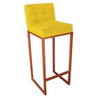 Conjunto 05 Banquetas Alta Lunna Assento Suede Amarelo E Base