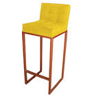 Conjunto 05 Banquetas Alta Lunna Assento Suede Amarelo E Base