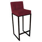 Conjunto 05 Banquetas Alta Lunna Assento Suede Bordô E Base P