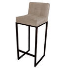 Conjunto 05 Banquetas Alta Lunna Assento Tecido Sintético Beg