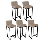 Conjunto 05 Banquetas Alta Lunna Assento Tecido Sintético Beg