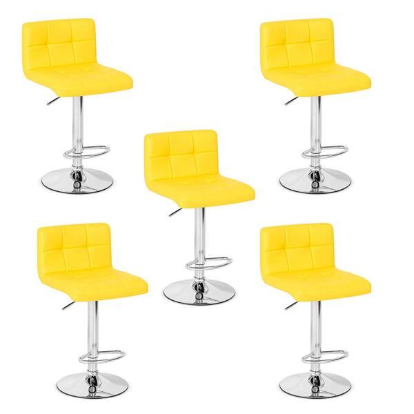 Conjunto 05 Banquetas Gomos Couro Pu Regulagem De Altura - Am