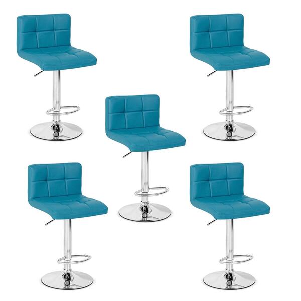 Conjunto 05 Banquetas Gomos Couro Pu Regulagem De Altura - Tu