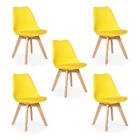 Conjunto 05 Cadeiras Eames Wood Leda Design - Amarela