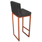 Conjunto 06 Banquetas Alta Lunna Assento Suede Cinza E Base B