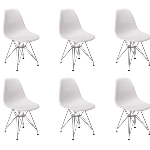 Conjunto 06 Cadeiras Charles Eames Eiffel Base Metal Design -