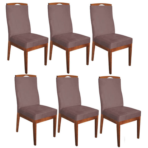 Conjunto 06 Cadeiras Para Sala De Jantar Ricco Estofada Madei