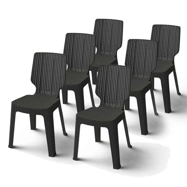 Conjunto 06 Cadeiras T-chair Brown Keter