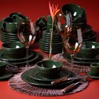 Conjunto 06 Prato De Sobremesa Verde 20,5 Cm De Cerâmica Roma