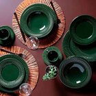 Conjunto 06 Prato Fundo Verde 22 Cm De Cerâmica Roma Botânico