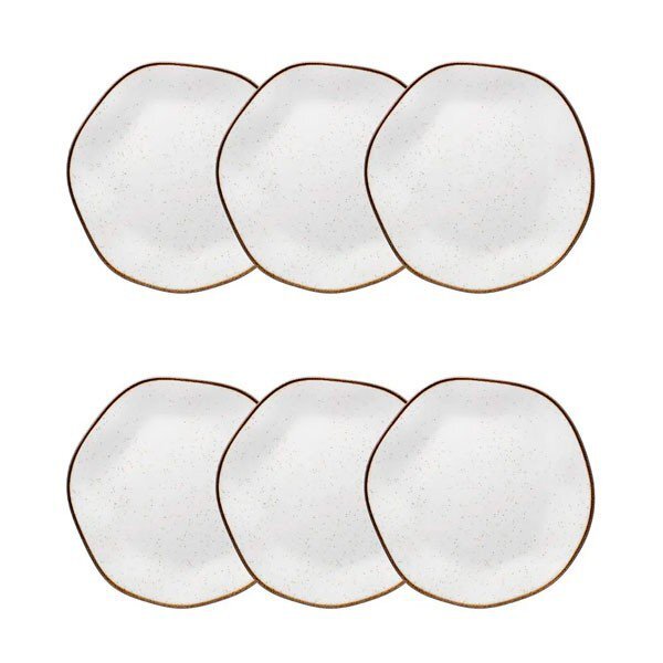 Conjunto 06 Prato Sobremesa De Porcelana 21,5 Cm Ryo Maresia