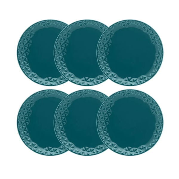 Conjunto 06 Pratos Rasos De Cerâmica 28,5cm Mia Agata - Oxford