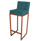 Conjunto 07 Banquetas Alta Lunna Assento Suede Azul Turquesa