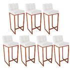 Conjunto 07 Banquetas Alta Lunna Assento Tecido Sintético Bra