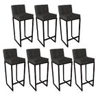 Conjunto 07 Banquetas Alta Lunna Assento Tecido Sintético Cin