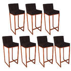 Conjunto 07 Banquetas Alta Lunna Assento Tecido Sintético Mar