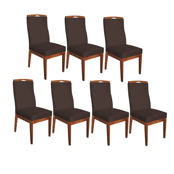 Conjunto 07 Cadeiras Para Sala De Jantar Ricco Estofada Madei