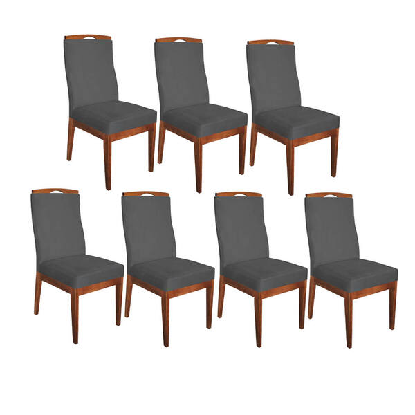 Conjunto 07 Cadeiras Para Sala De Jantar Ricco Estofada Madei