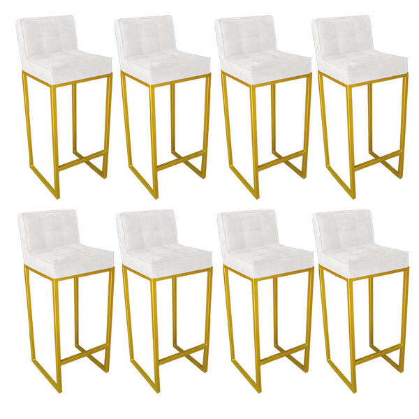 Conjunto 08 Banquetas Alta Lunna Assento Tecido Sintético Bra