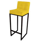 Conjunto 09 Banquetas Alta Lunna Assento Suede Amarelo E Base