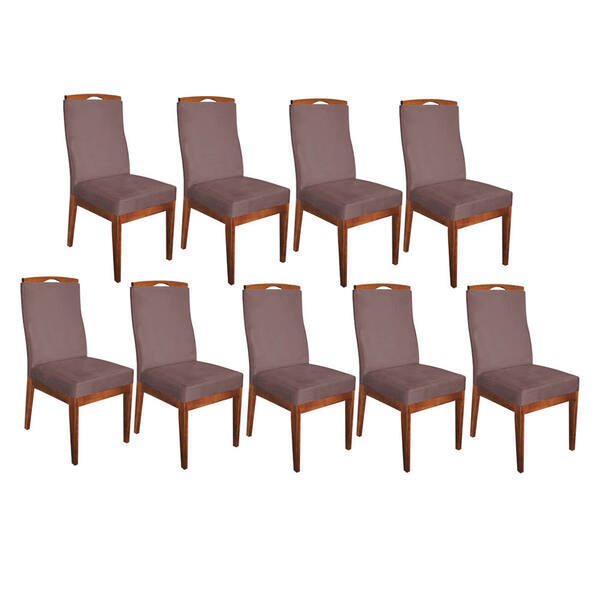 Conjunto 09 Cadeiras Para Sala De Jantar Ricco Estofada Madei