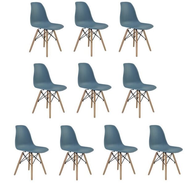 Conjunto 10 Cadeiras Eiffel Pp Base Madeira