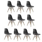 Conjunto 10 Cadeiras Eiffel Pp Base Madeira Preto