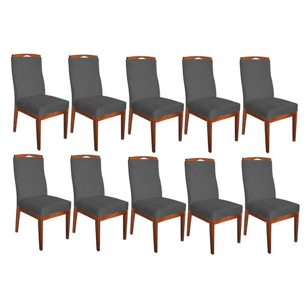 Conjunto 10 Cadeiras Para Sala De Jantar Ricco Estofada Madei