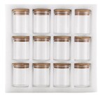 Conjunto 12 Potes Em Vidro Redondo E Tampa Hermética Bambu