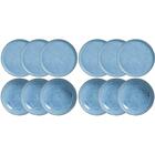 Conjunto 12 Pratos Rasos E Fundos Cerâmica Azul Breeze Porto