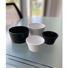 Conjunto 12 Ramekins Pretos Canelados 90ml Potes Bowls Pequen