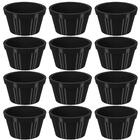 Conjunto 12 Ramekins Pretos Canelados 90ml Potes Bowls Pequen