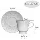 Conjunto 12 Xícaras De Café Com Pires 80ml Porcelana Em Relev