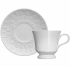 Conjunto 12 Xícaras De Café Com Pires 80ml Porcelana Em Relev