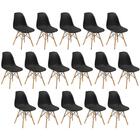 Conjunto 16 Cadeiras Charles Eames Eiffel Wood Base Madeira -