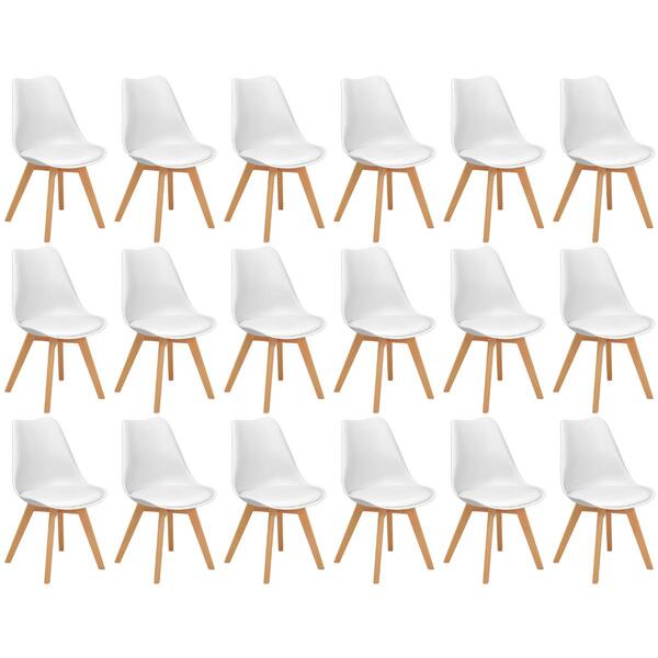 Conjunto 18 Cadeiras De Jantar Eames Wood Leda Design Estofad