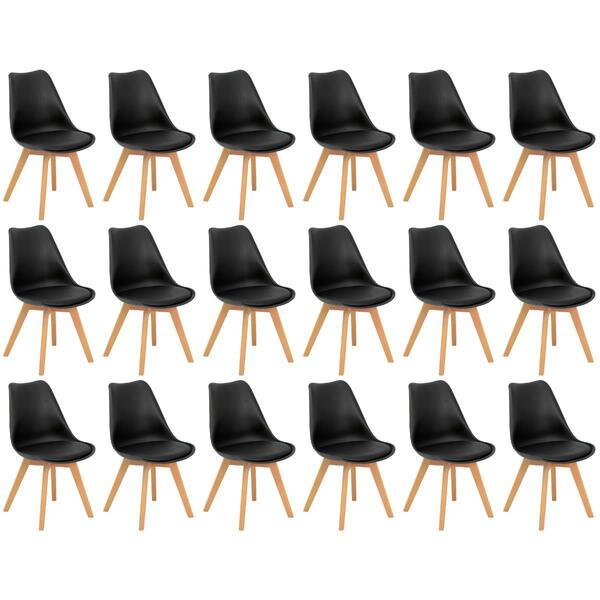 Conjunto 18 Cadeiras De Jantar Eames Wood Leda Design Estofad