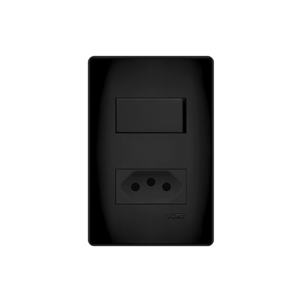 Conjunto 1 Interruptor Simples e 1 Tomada 2P+T 10A Habitat Black