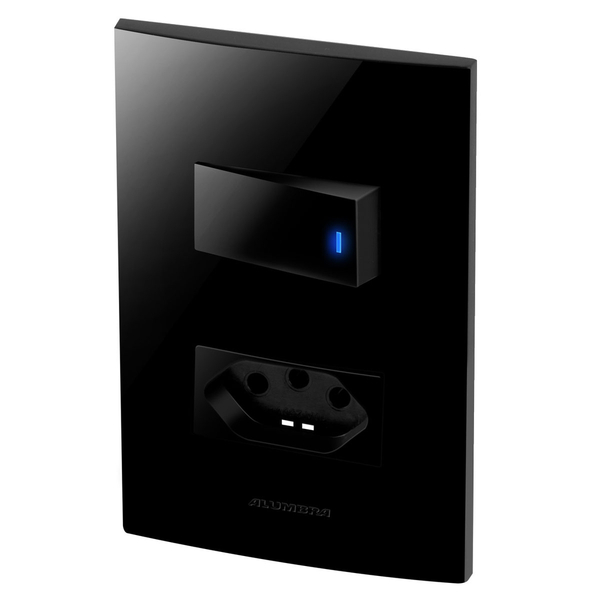 Conjunto 1 Interruptor Led + 1 Tomada 20a - Inova Black Piano