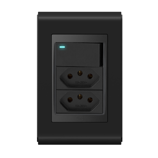 Conjunto 1 Interruptor Led + 2 Tomadas 10a - Refinatto - Pret