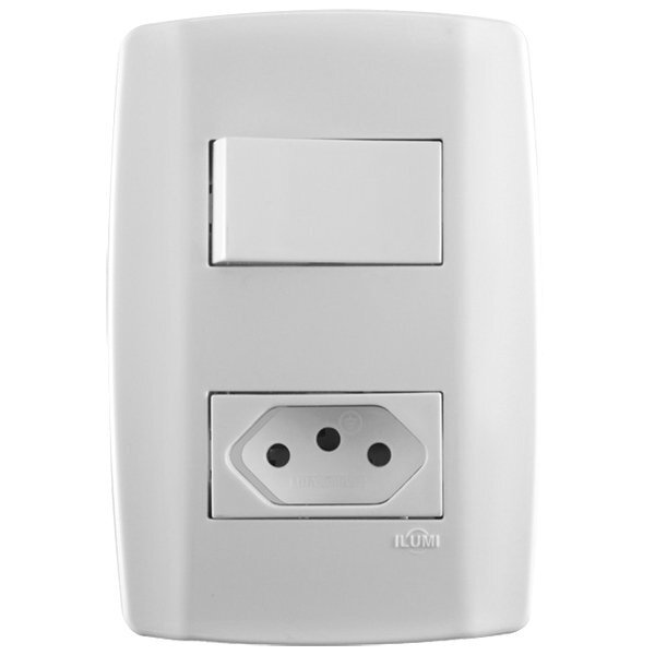 Conjunto 1 Interruptor Simples + 1 Tomada 20a - Ilumi Slim -