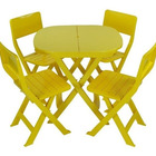 Conjunto 1 Mesa 4 Cadeira Dobrável Plástico Bar Varanda Açaí