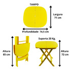 Conjunto 1 Mesa 4 Cadeira Dobrável Plástico Bar Varanda Açaí