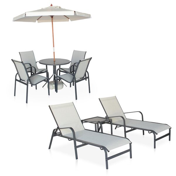 Conjunto 1 Mesa + 4 Cadeiras + 2 Espreguiçadeiras + 1 Mesinha