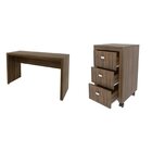 Conjunto 1 Mesa Para Escritório 1 Gaveteiro 3 Gavetas Nogal