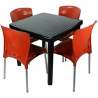 Conjunto 1 Mesa Quadrada E 4 Cadeiras Com Pés De Alumínio