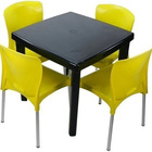 Conjunto 1 Mesa Quadrada E 4 Cadeiras Com Pés De Alumínio