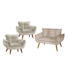 Conjunto 1 Namoradeira Com 2 Poltronas Opala Luxo Com Pés Est