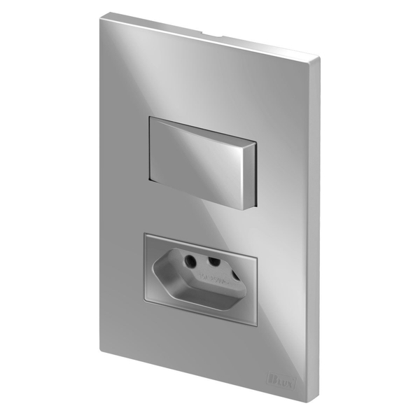 Conjunto 1 Paralelo + 1 Tomada 10a - Blux Recta - Prata Brilh